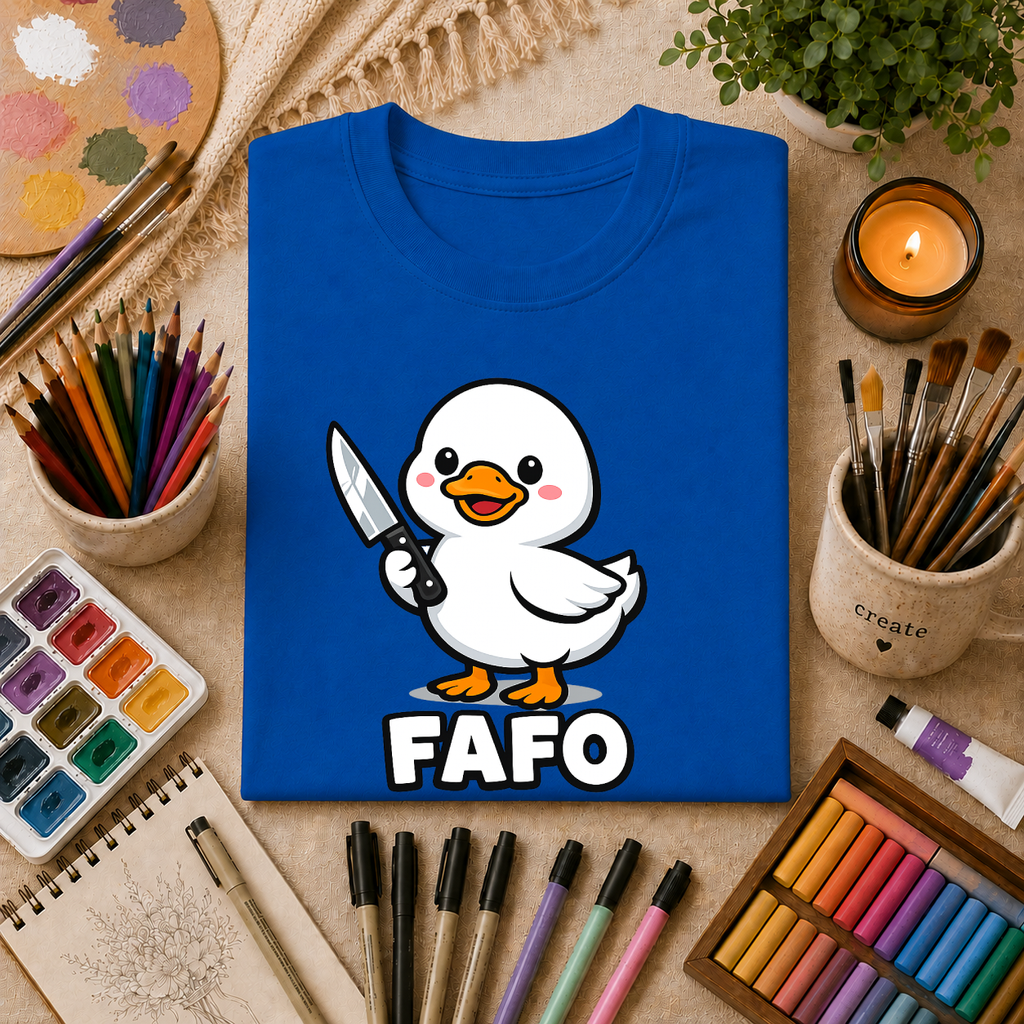 Duck with Knife T-Shirt – Cute FAFO Graphic Tee