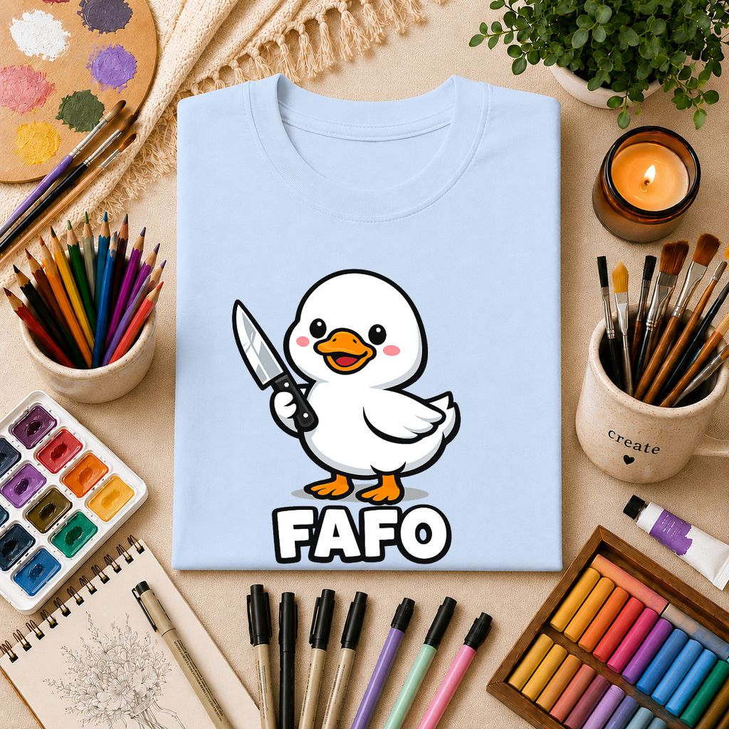 Duck with Knife T-Shirt – Cute FAFO Graphic Tee