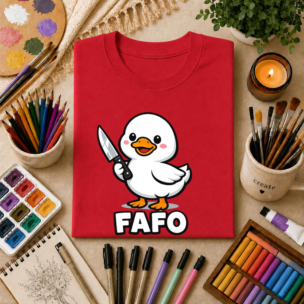 Duck with Knife T-Shirt – Cute FAFO Graphic Tee