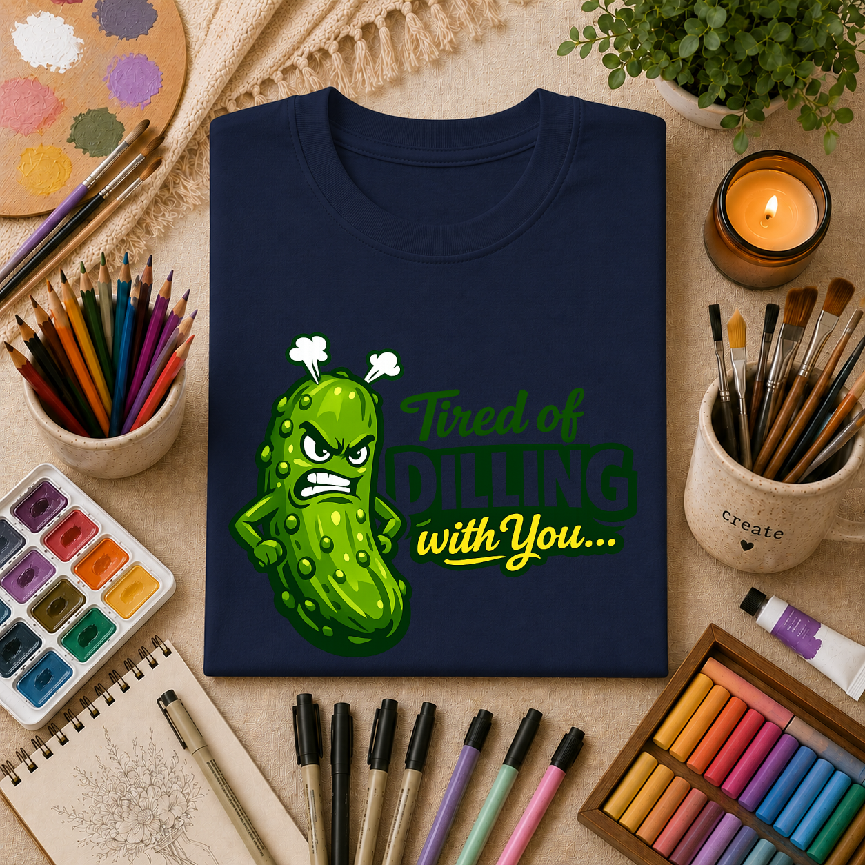 "Tired of Dilling With You" Funny Pickle Graphic Tee