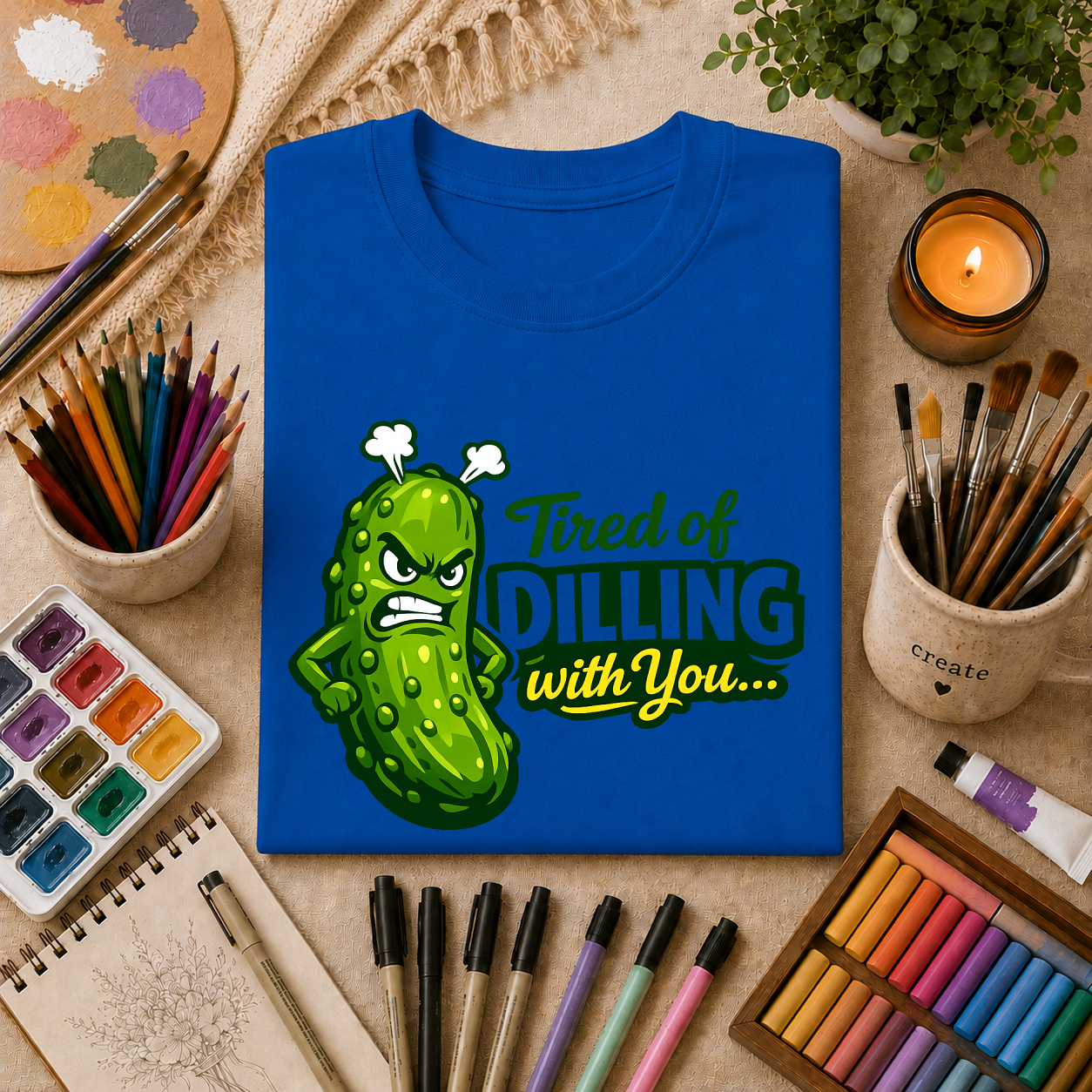 "Tired of Dilling With You" Funny Pickle Graphic Tee