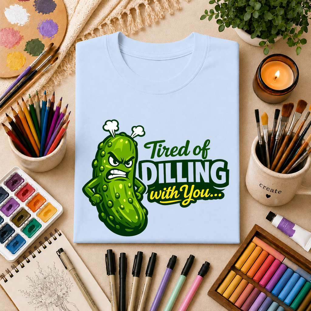 "Tired of Dilling With You" Funny Pickle Graphic Tee