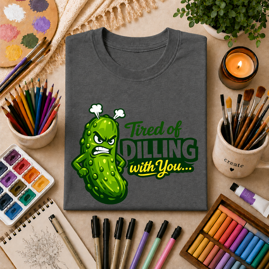 "Tired of Dilling With You" Funny Pickle Graphic Tee