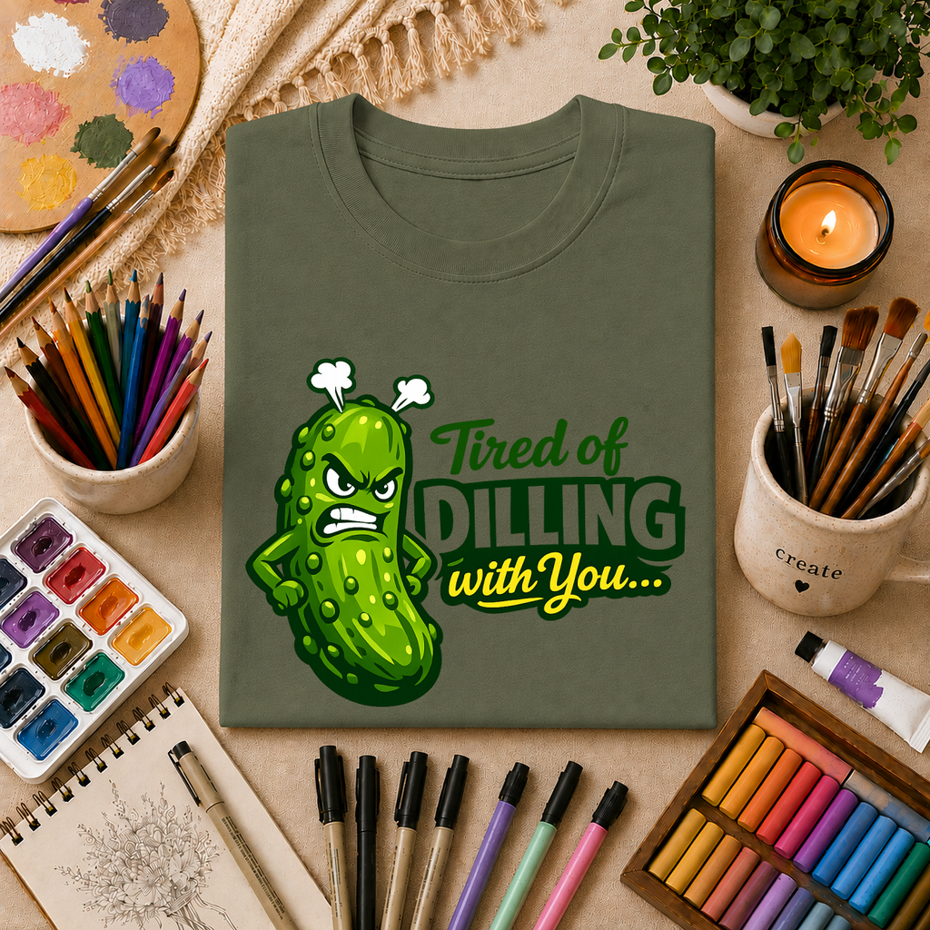 "Tired of Dilling With You" Funny Pickle Graphic Tee