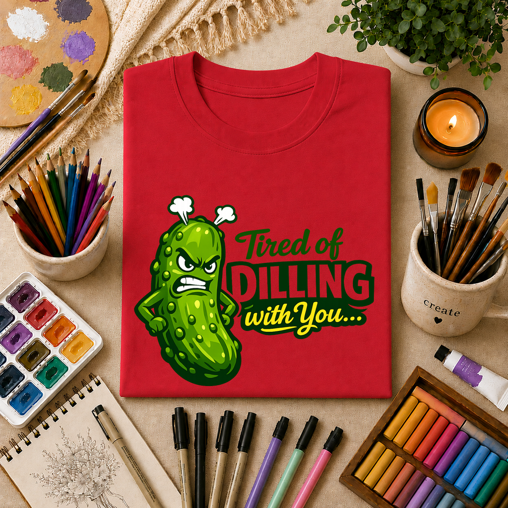 "Tired of Dilling With You" Funny Pickle Graphic Tee
