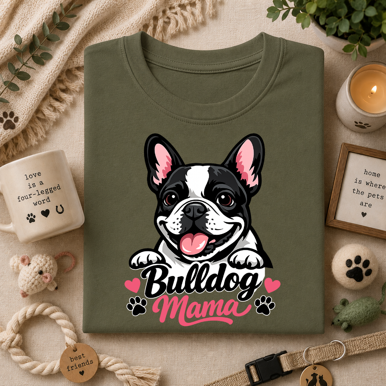 Bulldog Mama T-Shirt — Cute French/English Bulldog Tee for Dog Lovers