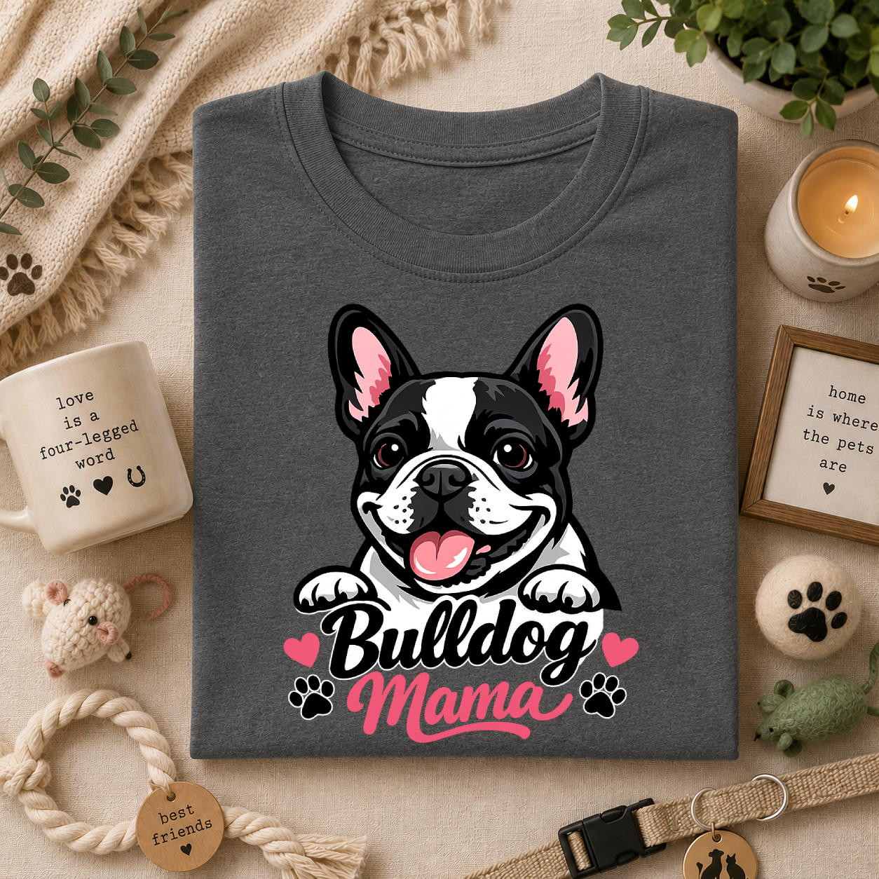 Bulldog Mama T-Shirt — Cute French/English Bulldog Tee for Dog Lovers