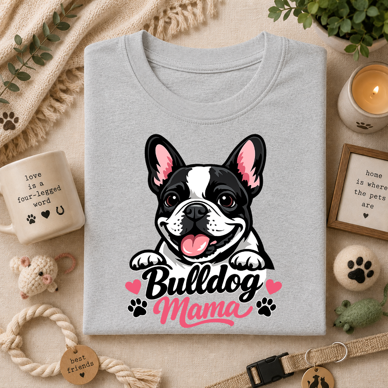 Bulldog Mama T-Shirt — Cute French/English Bulldog Tee for Dog Lovers