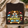 Beagle Mom T-Shirt — Cute Cartoon Paw & Heart Dog Mom Tee