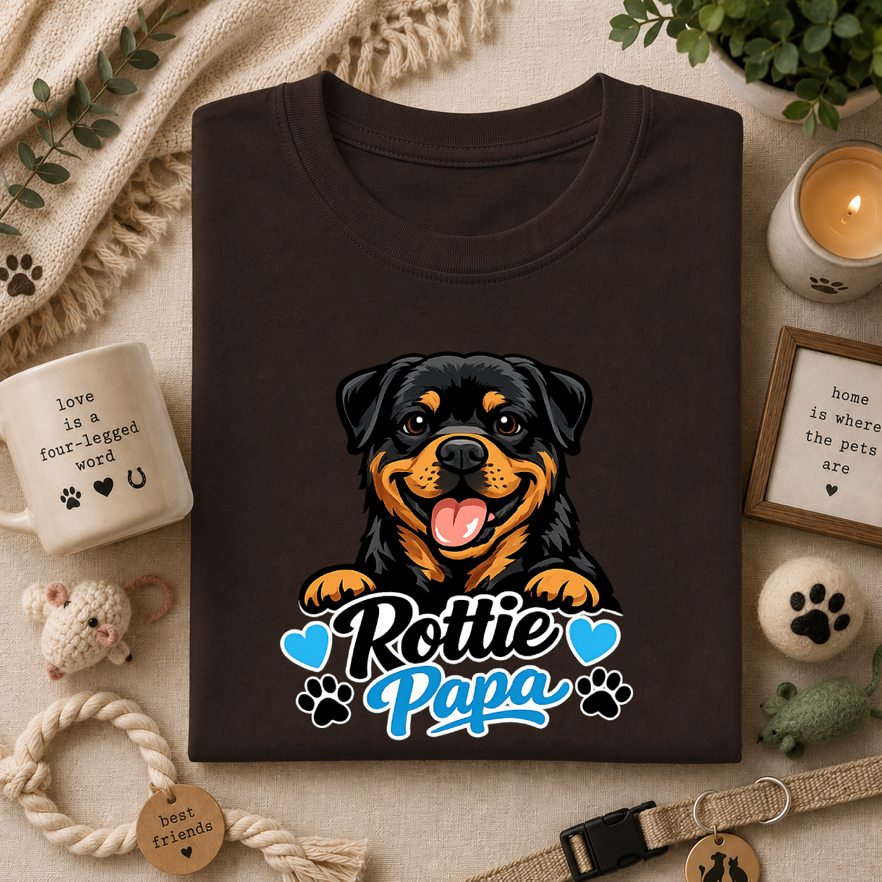 Rottie Papa T-Shirt — Cute Rottweiler Dog Dad Tee