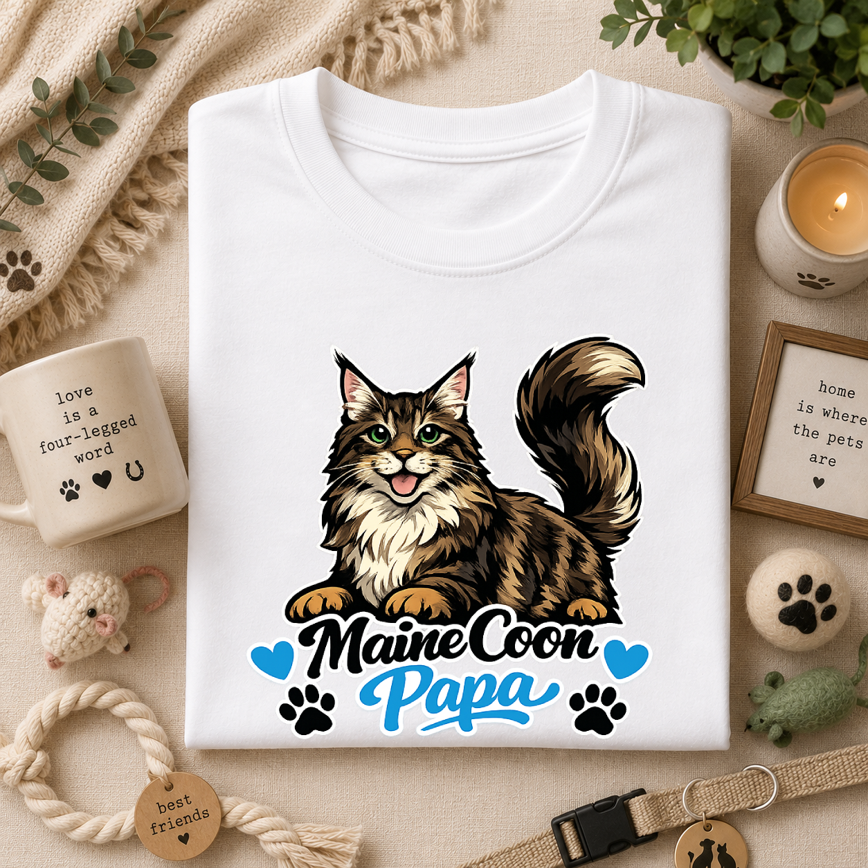Maine Coon Papa T-Shirt — Cool Cat Dad Tee