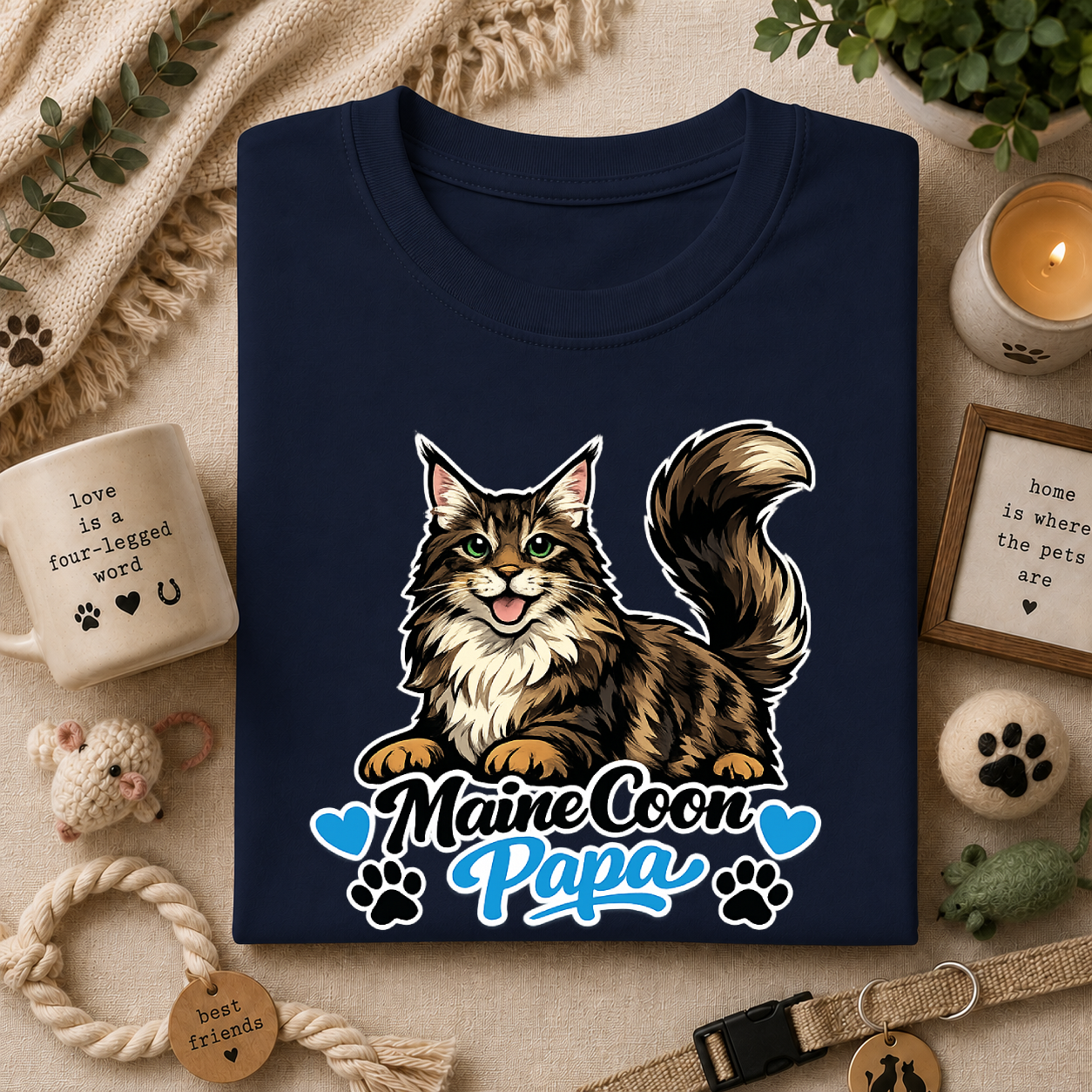 Maine Coon Papa T-Shirt — Cool Cat Dad Tee