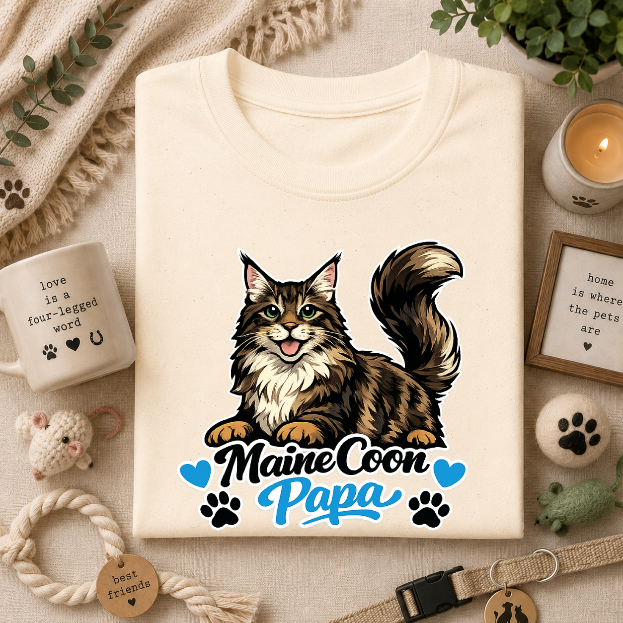 Maine Coon Papa T-Shirt — Cool Cat Dad Tee