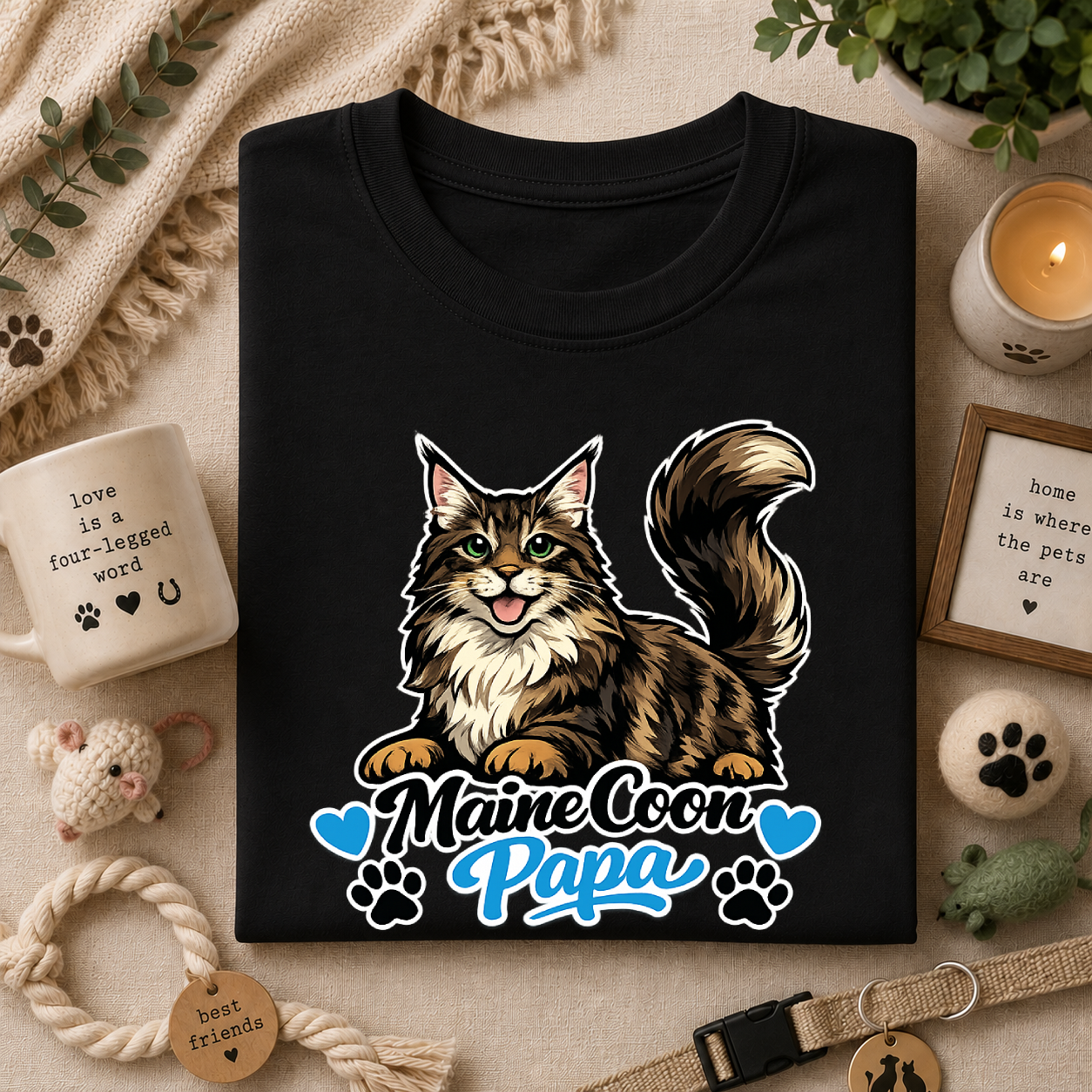 Maine Coon Papa T-Shirt — Cool Cat Dad Tee