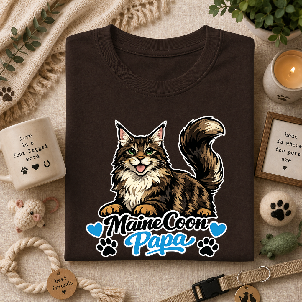 Maine Coon Papa T-Shirt — Cool Cat Dad Tee