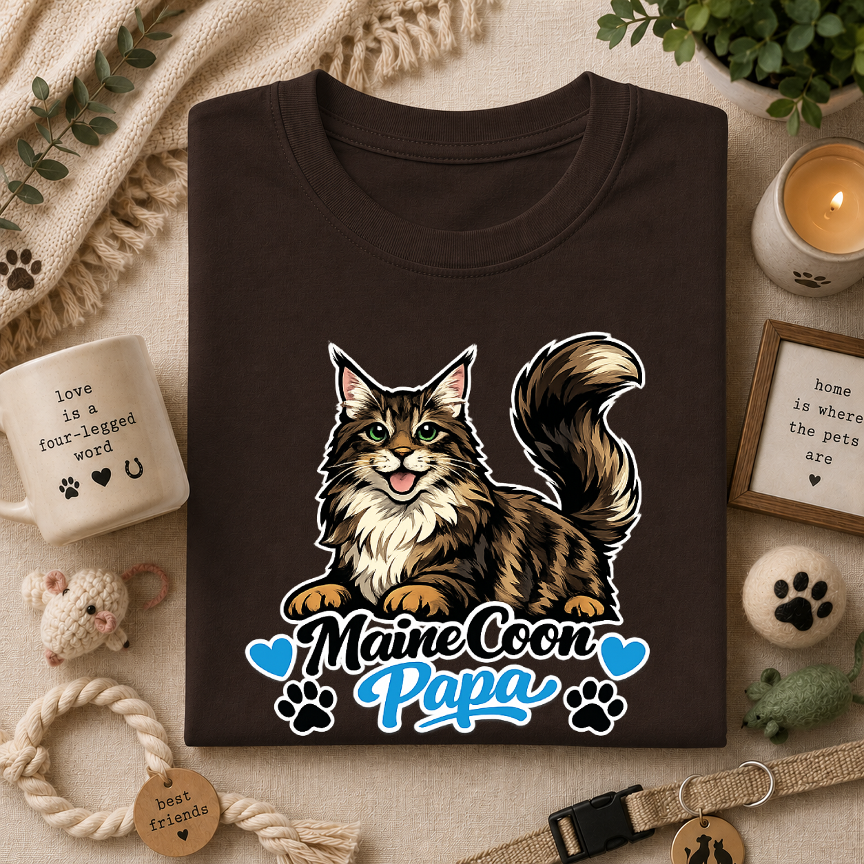 Maine Coon Papa T-Shirt — Cool Cat Dad Tee