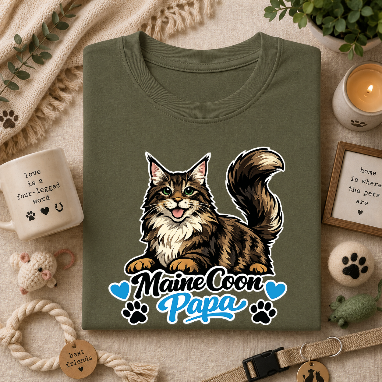 Maine Coon Papa T-Shirt — Cool Cat Dad Tee