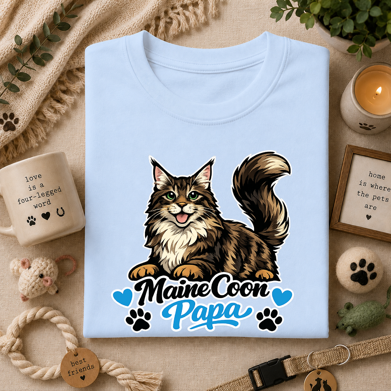 Maine Coon Papa T-Shirt — Cool Cat Dad Tee