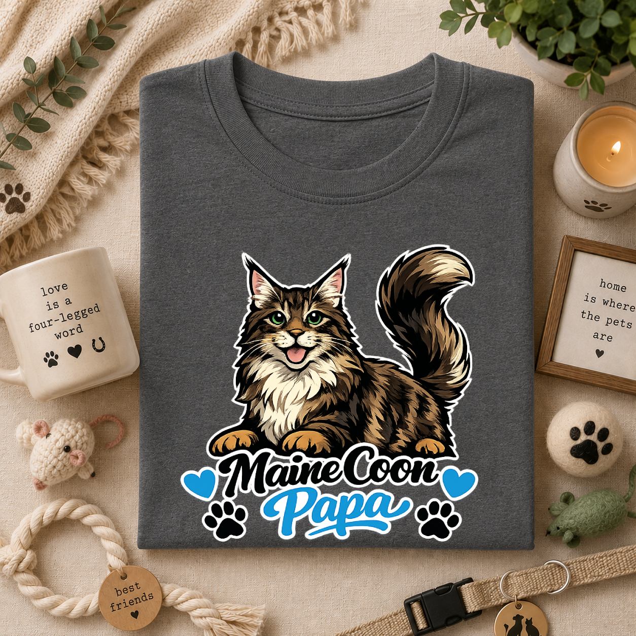 Maine Coon Papa T-Shirt — Cool Cat Dad Tee