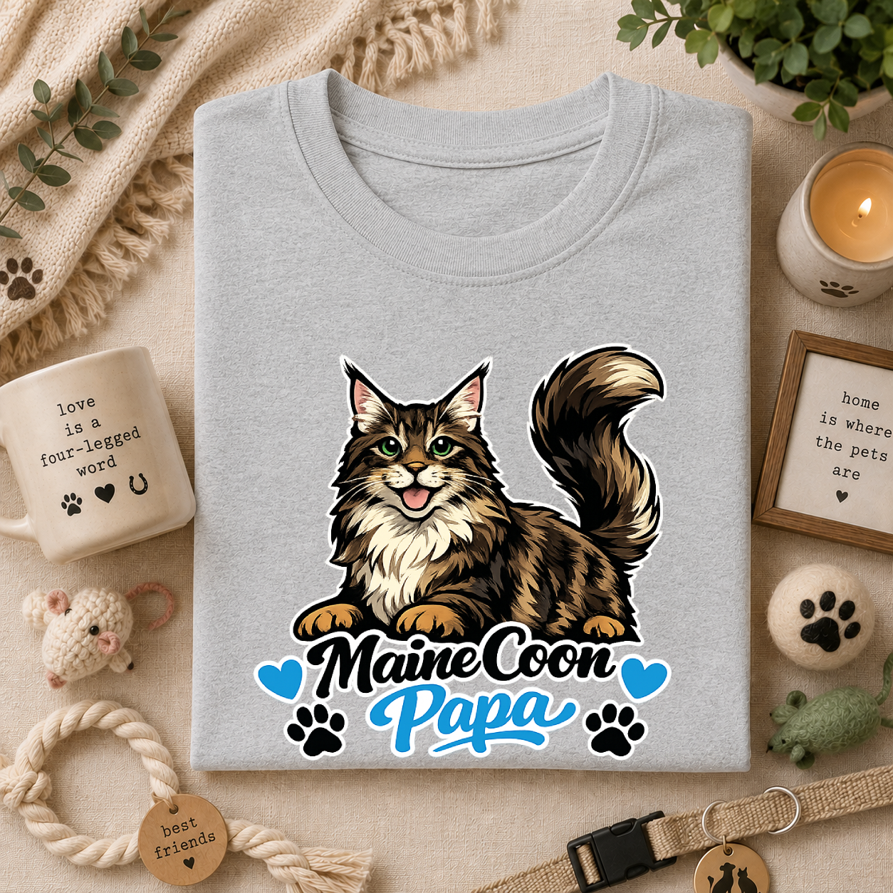Maine Coon Papa T-Shirt — Cool Cat Dad Tee