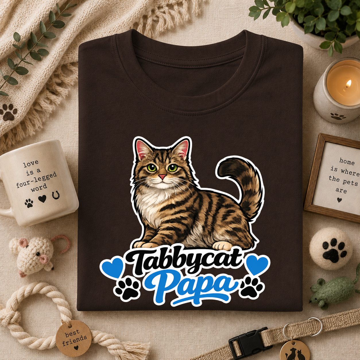 Tabbycat Papa T-Shirt — Cute Tabby Cat Dad Tee
