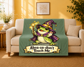 Velveteen Throw Blanket — Cute Wizard Frog "Abra-ca-don't Touch Me" Plush Throw