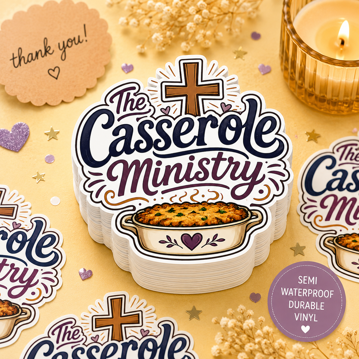 Casserole Ministry Sticker — Faith-Based Church Potluck Sticker (The Casserole Ministry)