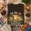 Sleeping Fawn T‑Shirt — "The World Needs Gentle Souls" Cute Deer Tee