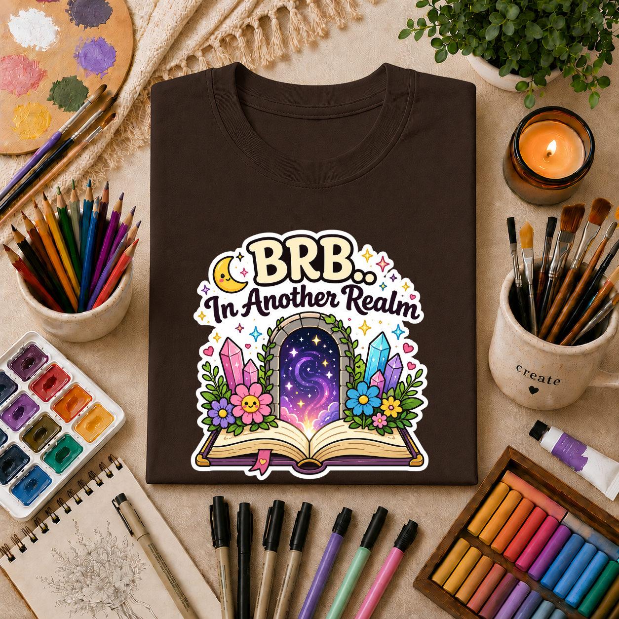 BRB In Another Realm T-Shirt — Fantasy Portal Graphic Tee for Gamers & Book Lovers