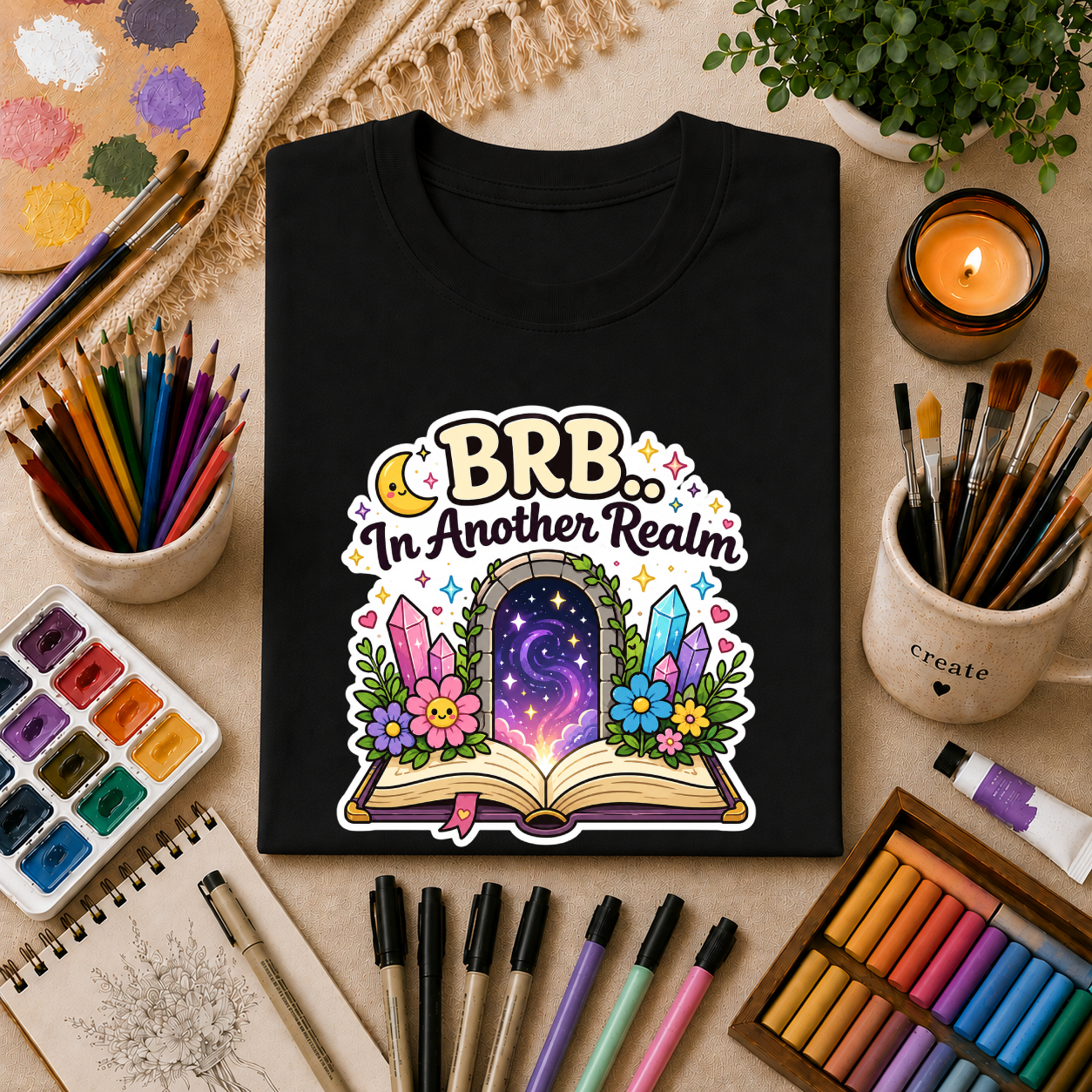 BRB In Another Realm T-Shirt — Fantasy Portal Graphic Tee for Gamers & Book Lovers