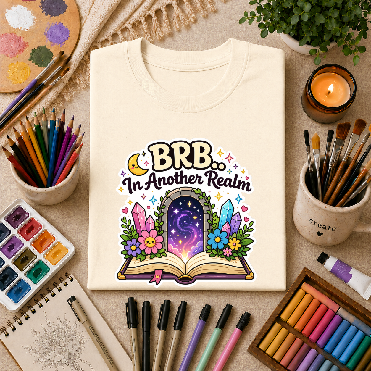 BRB In Another Realm T-Shirt — Fantasy Portal Graphic Tee for Gamers & Book Lovers