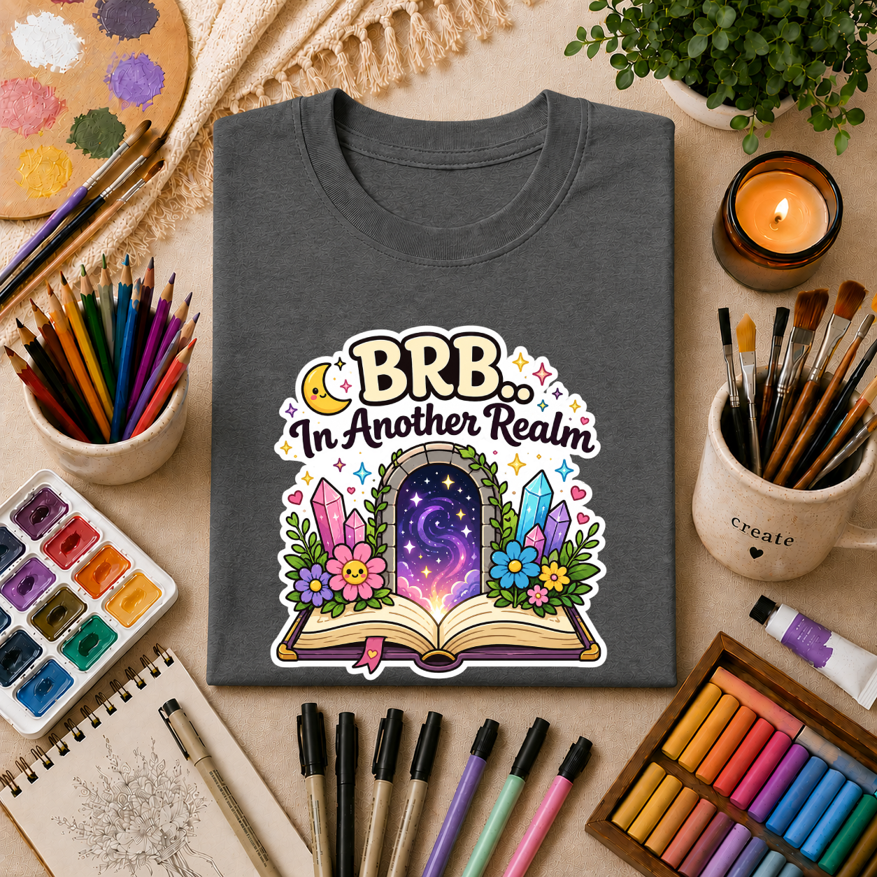 BRB In Another Realm T-Shirt — Fantasy Portal Graphic Tee for Gamers & Book Lovers