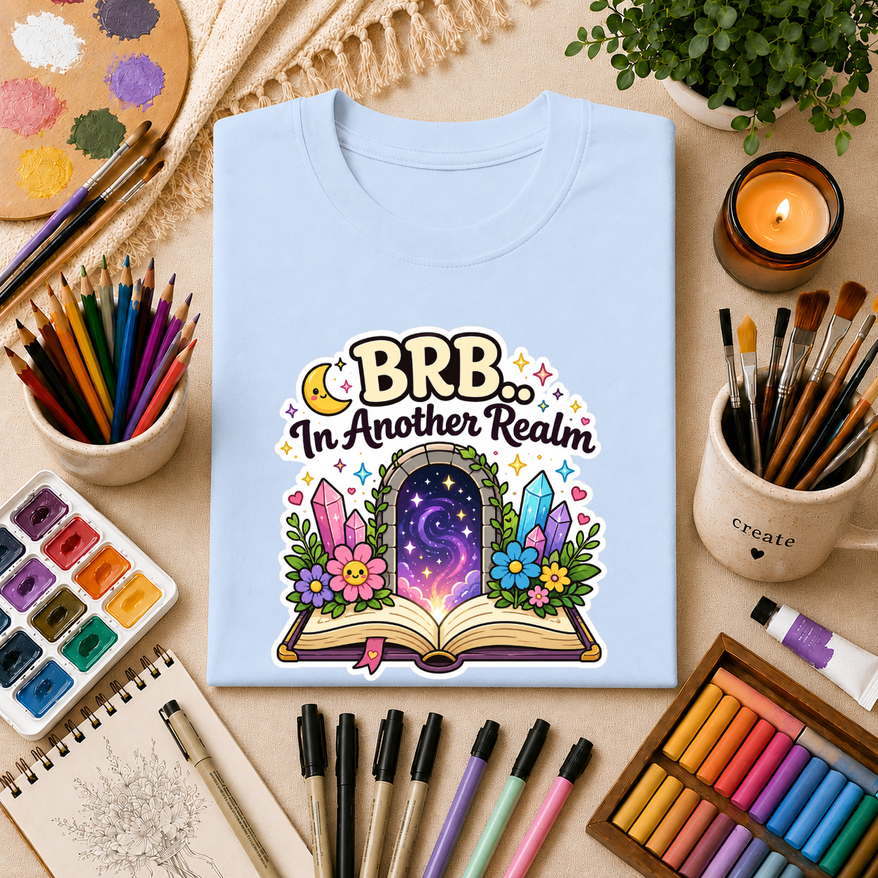 BRB In Another Realm T-Shirt — Fantasy Portal Graphic Tee for Gamers & Book Lovers
