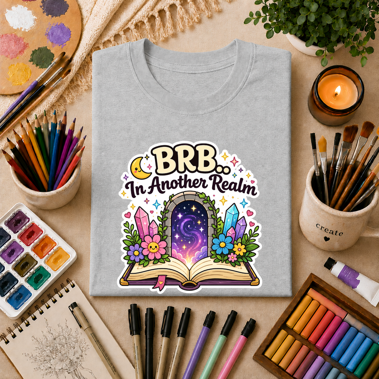 BRB In Another Realm T-Shirt — Fantasy Portal Graphic Tee for Gamers & Book Lovers
