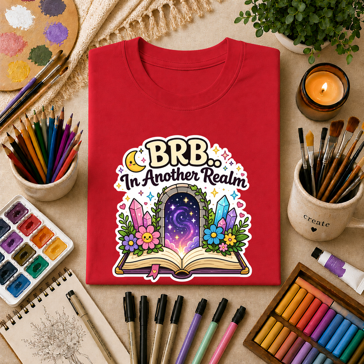 BRB In Another Realm T-Shirt — Fantasy Portal Graphic Tee for Gamers & Book Lovers