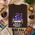 Booklover T-Shirt — “Made of Stardust & Stories” Cosmic Crystal Graphic Tee