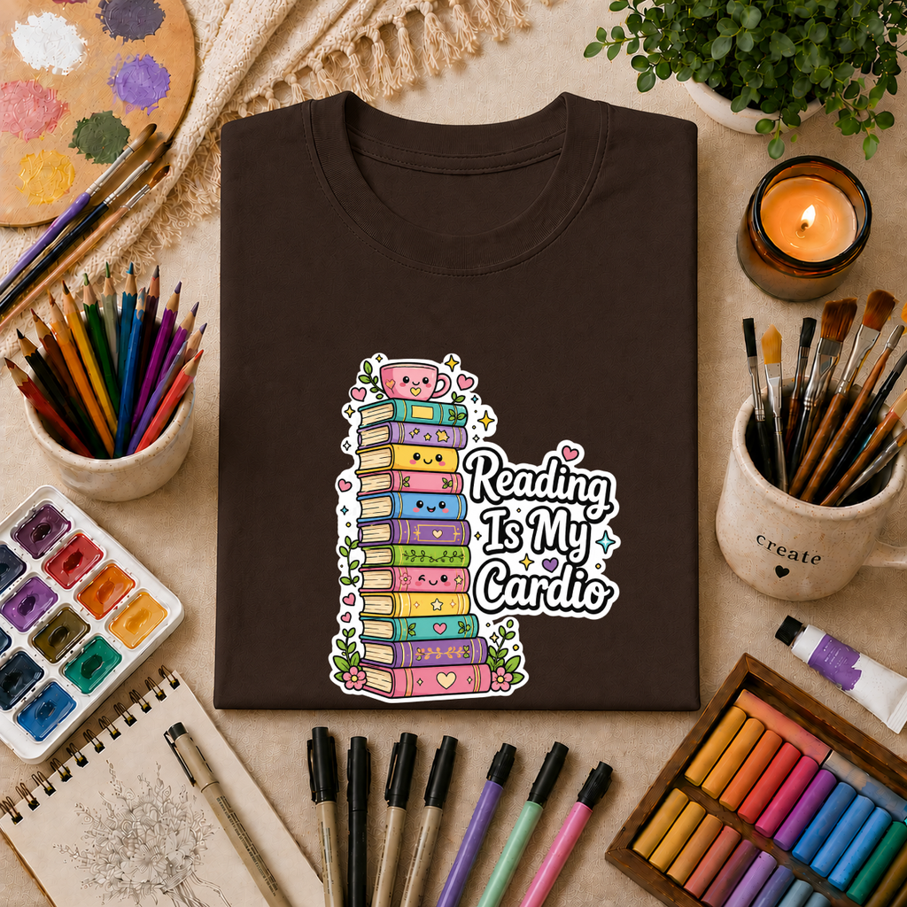Reading Is My Cardio T-Shirt — Cute Books Graphic Tee for Book Lovers