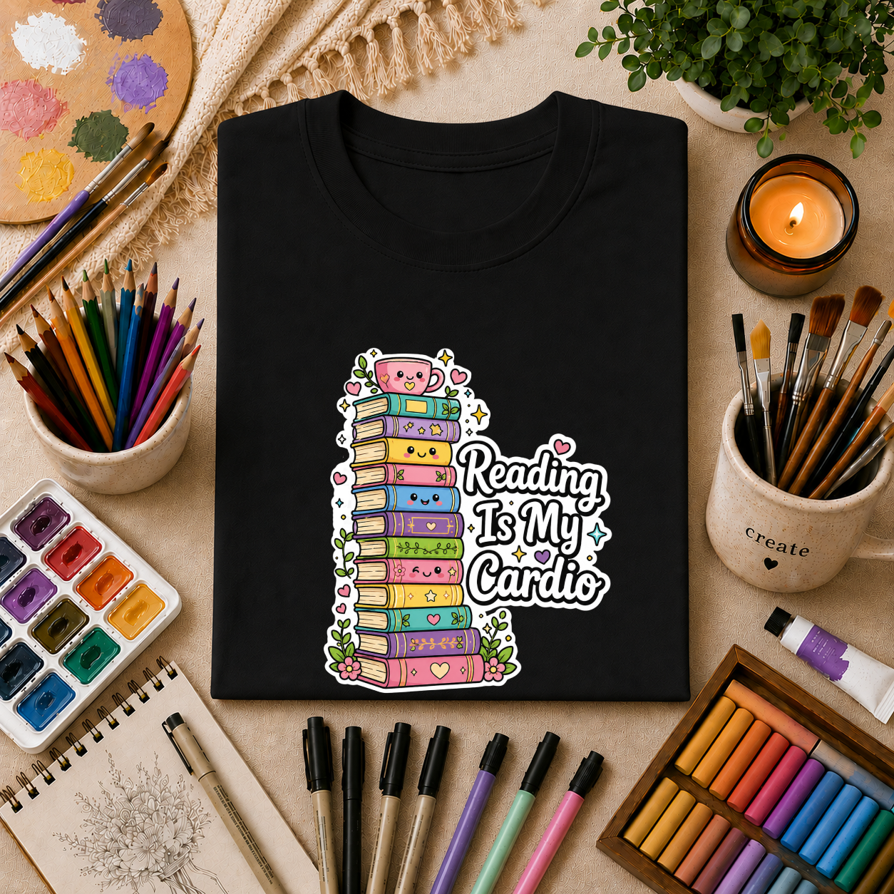 Reading Is My Cardio T-Shirt — Cute Books Graphic Tee for Book Lovers