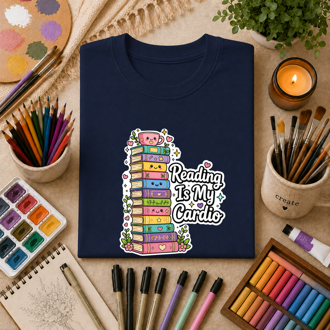 Reading Is My Cardio T-Shirt — Cute Books Graphic Tee for Book Lovers