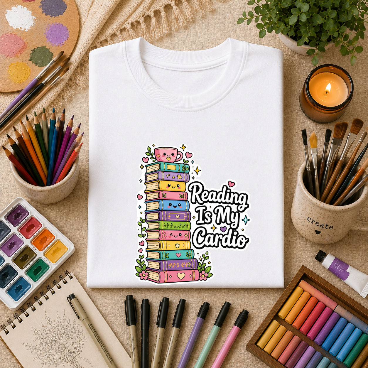 Reading Is My Cardio T-Shirt — Cute Books Graphic Tee for Book Lovers