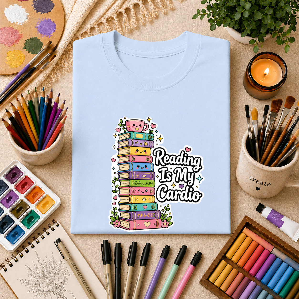 Reading Is My Cardio T-Shirt — Cute Books Graphic Tee for Book Lovers