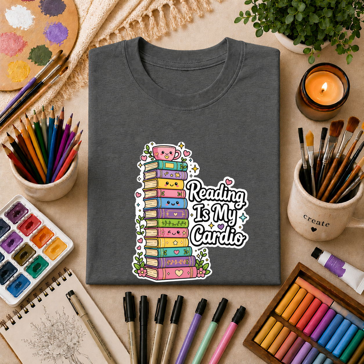 Reading Is My Cardio T-Shirt — Cute Books Graphic Tee for Book Lovers