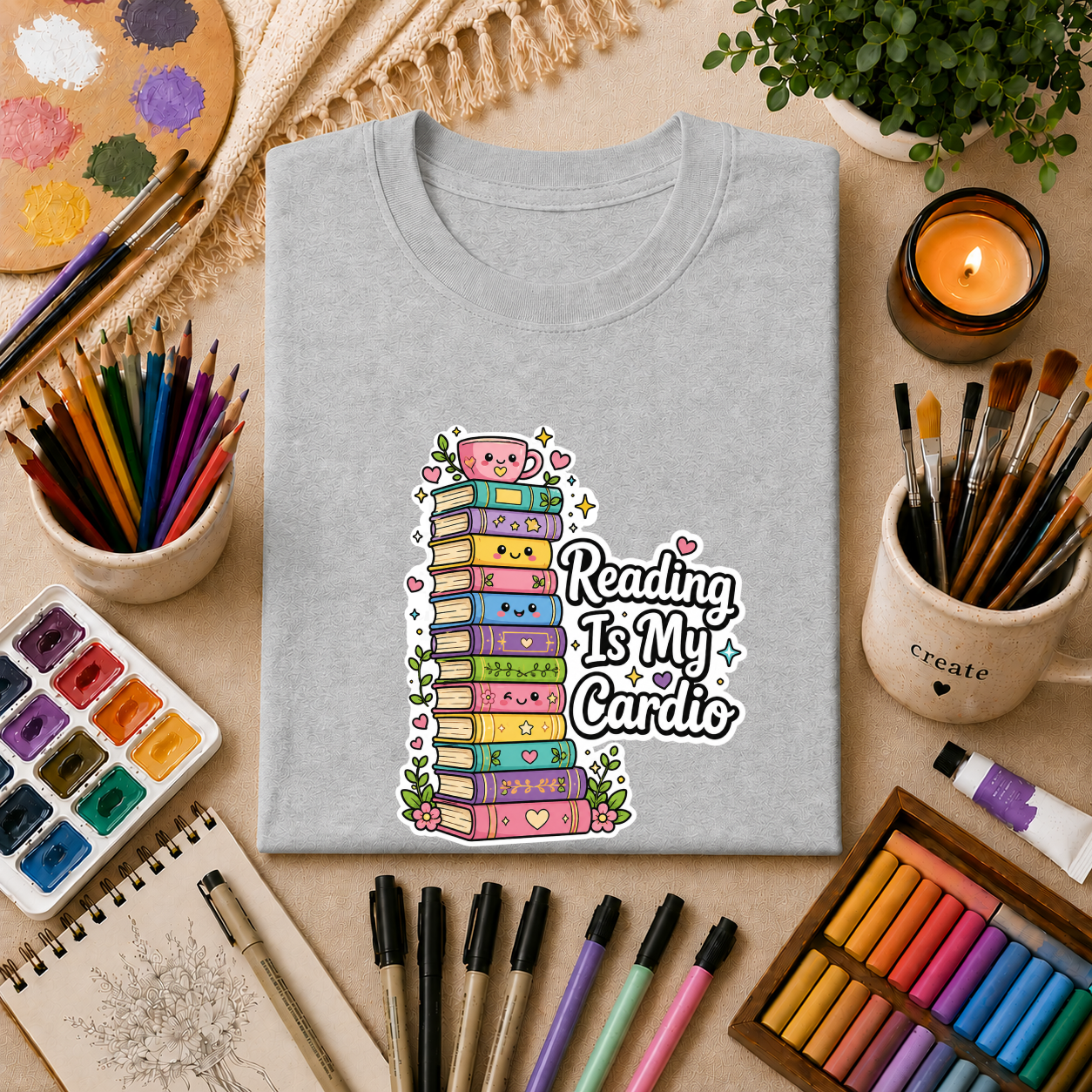 Reading Is My Cardio T-Shirt — Cute Books Graphic Tee for Book Lovers