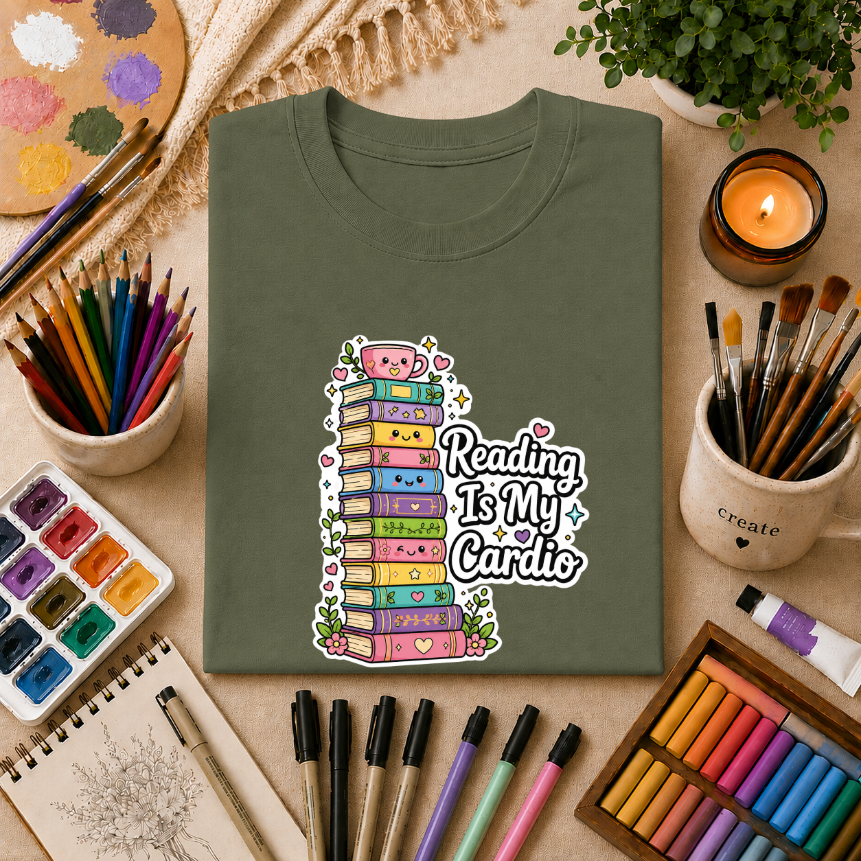 Reading Is My Cardio T-Shirt — Cute Books Graphic Tee for Book Lovers