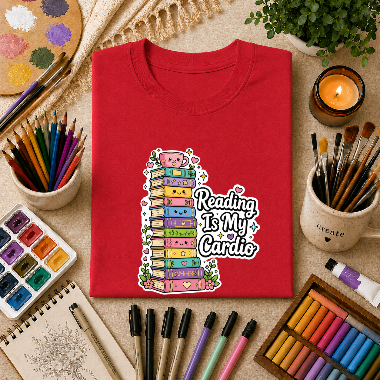 Reading Is My Cardio T-Shirt — Cute Books Graphic Tee for Book Lovers