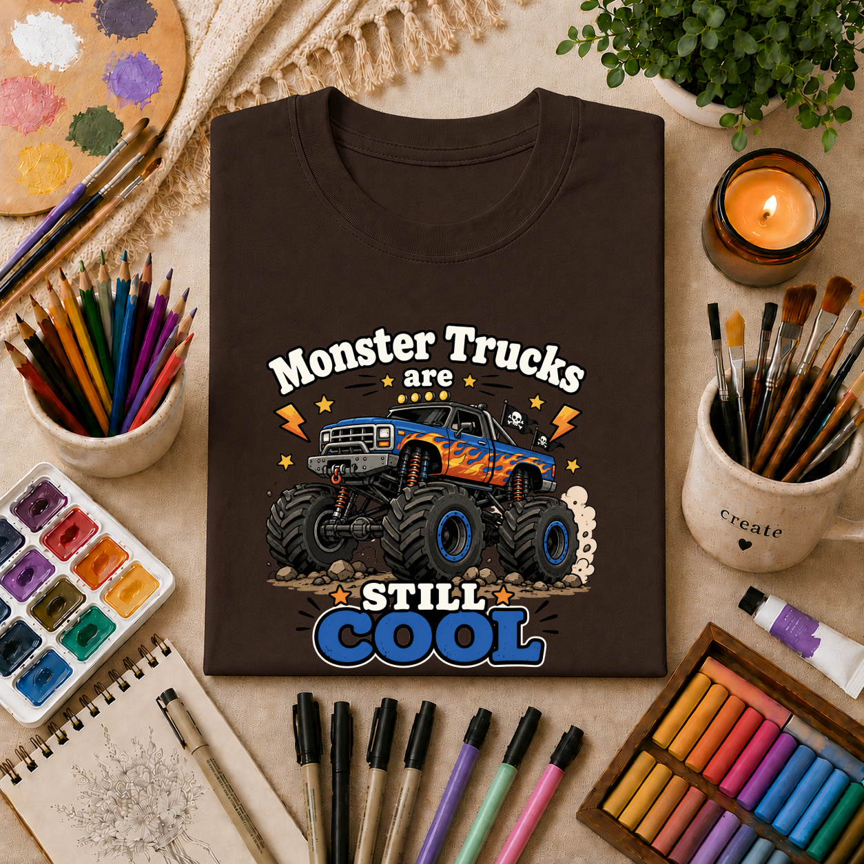 Monster Trucks Are Still Cool T-Shirt — Adult Graphic Tee for Truck Fans