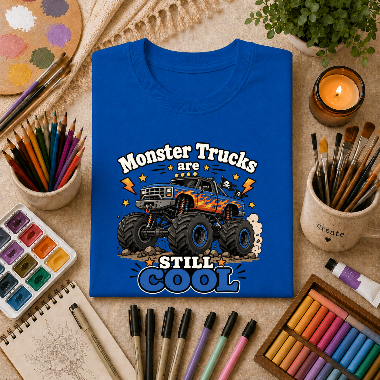 Monster Trucks Are Still Cool T-Shirt — Adult Graphic Tee for Truck Fans