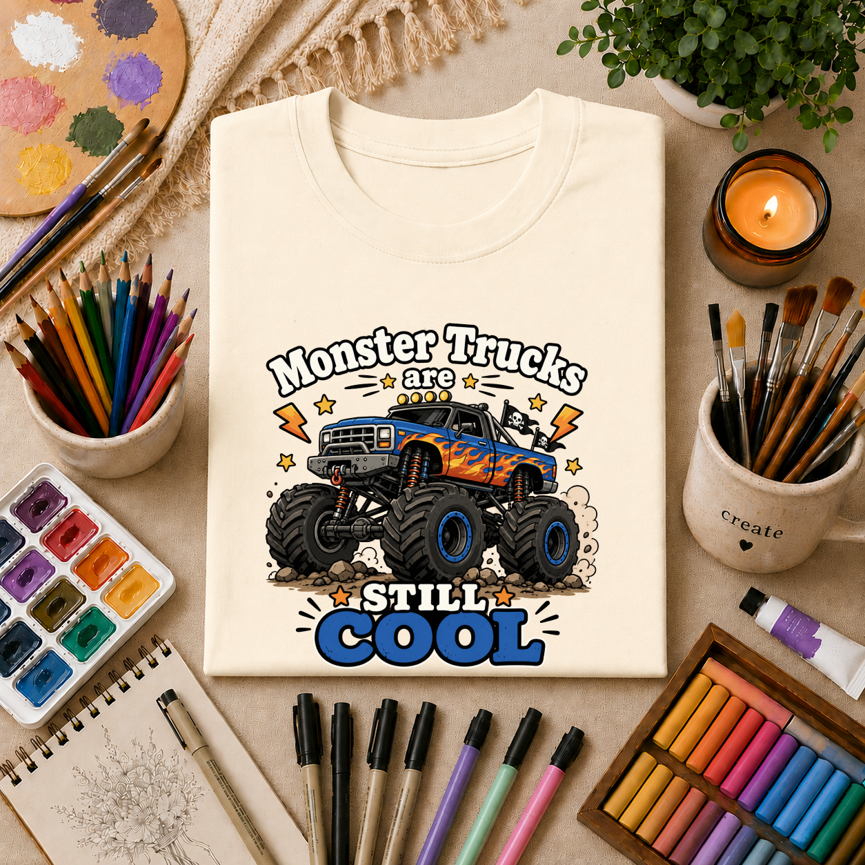 Monster Trucks Are Still Cool T-Shirt — Adult Graphic Tee for Truck Fans
