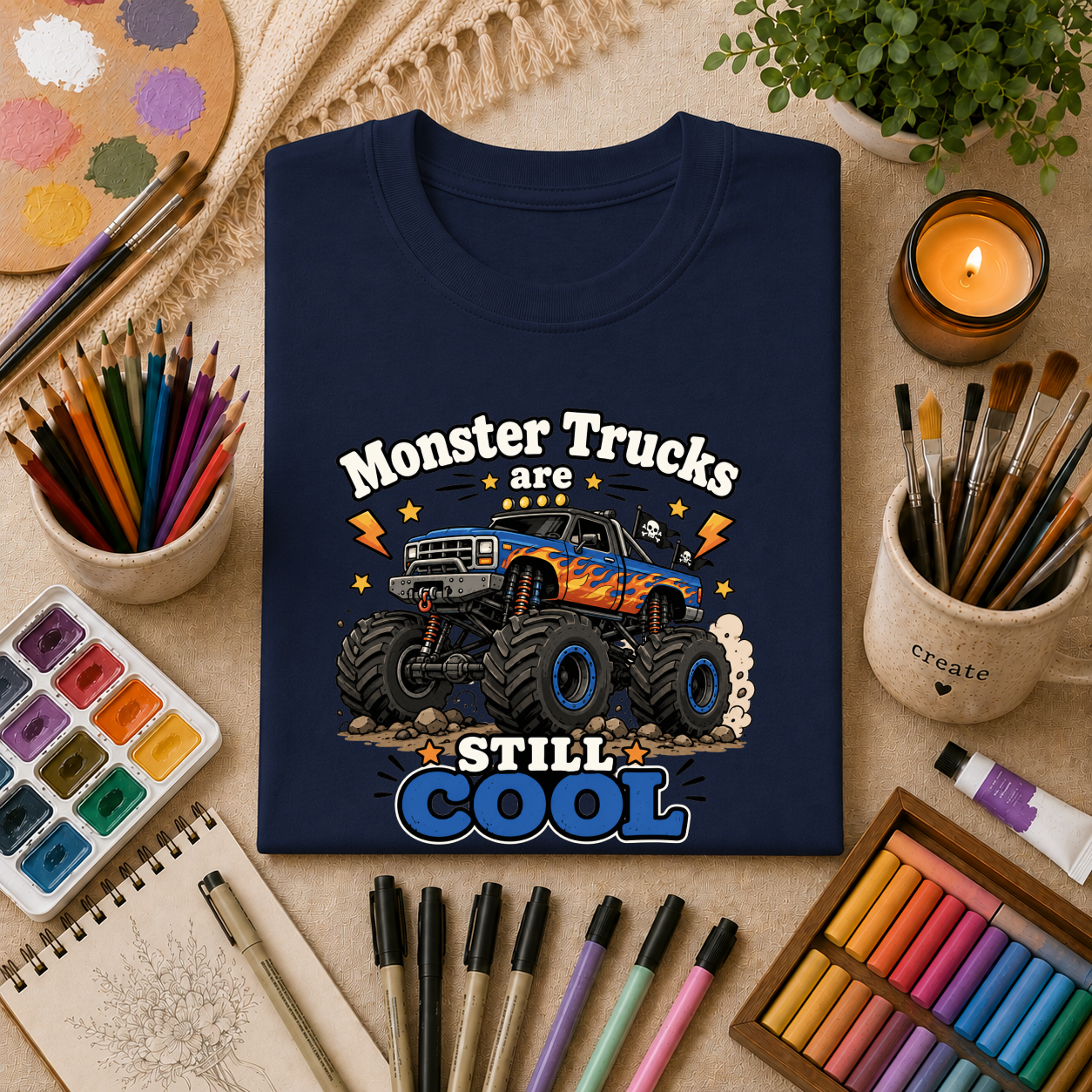Monster Trucks Are Still Cool T-Shirt — Adult Graphic Tee for Truck Fans