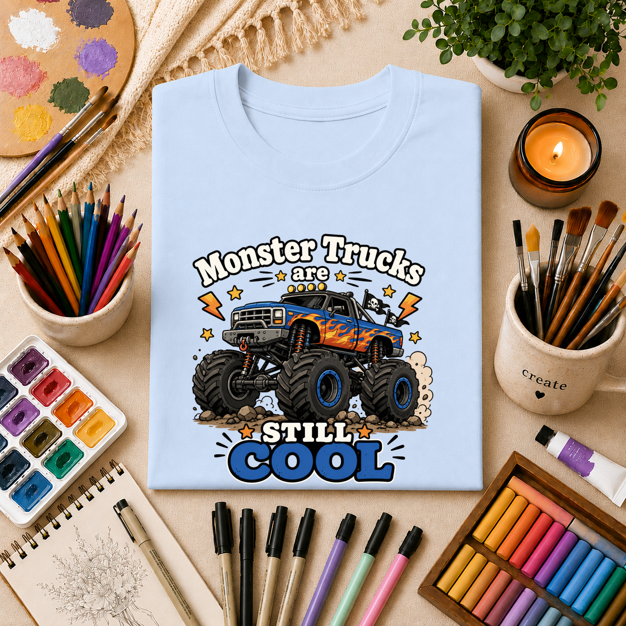 Monster Trucks Are Still Cool T-Shirt — Adult Graphic Tee for Truck Fans